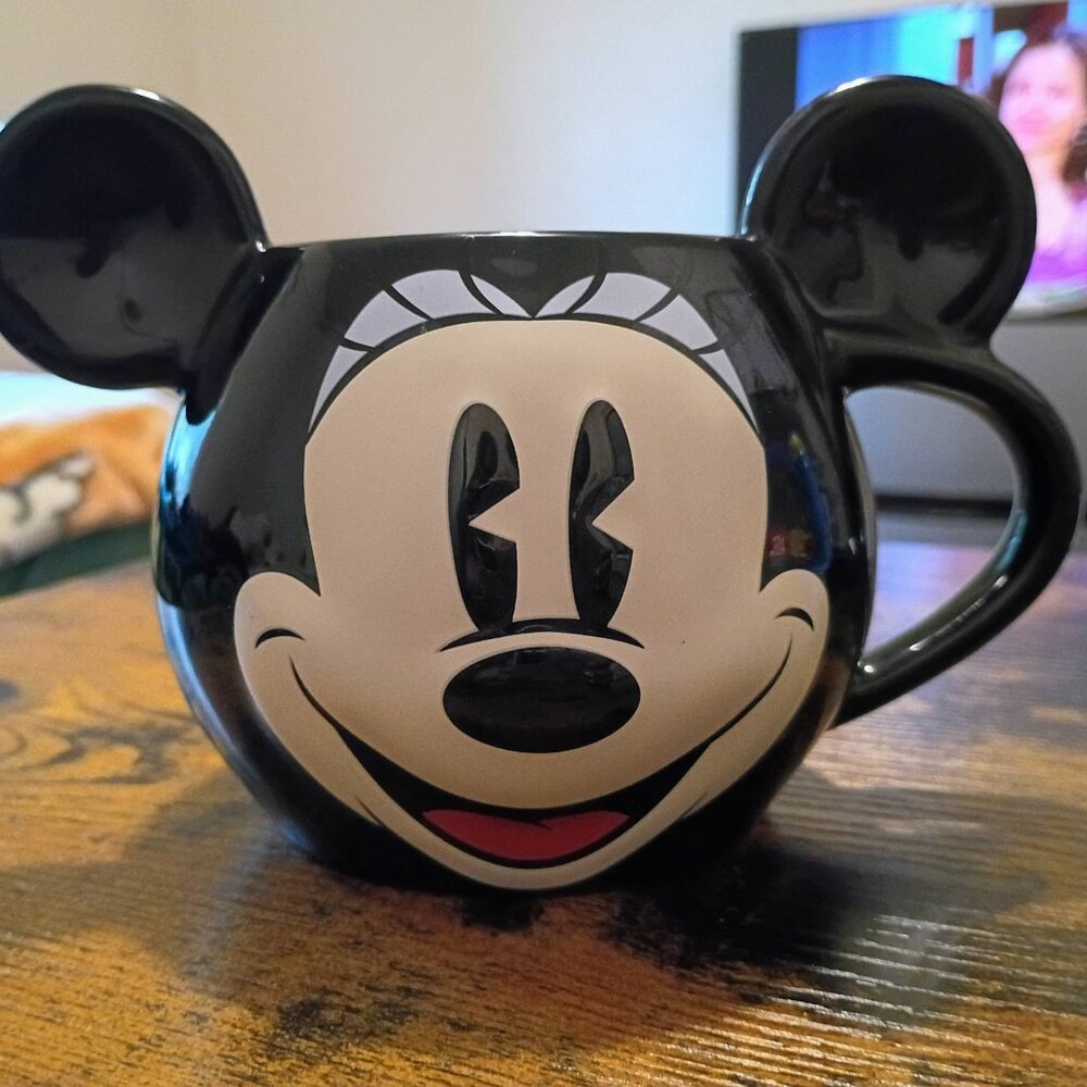 Mickey Mouse Mug Vintage Mickey Face Ears Black Round Coffee Mug Disney